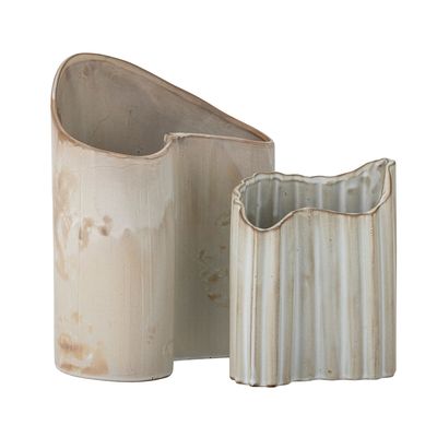 Vases - Henaj Vase, Brown, Stoneware Set of 2 - BLOOMINGVILLE MULTIBRAND HOUSE