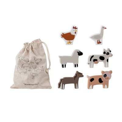 Toys - Karlo Toy Animal, Grey, MDF Set of 6 - BLOOMINGVILLE MINI