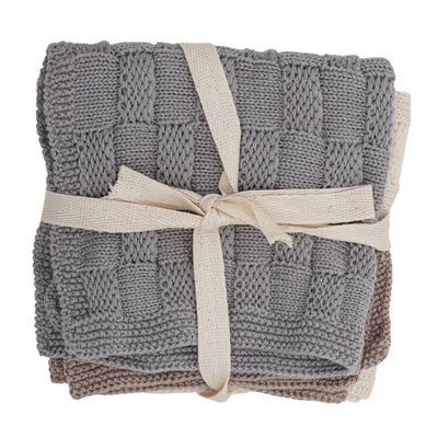 Brosserie - Odine Torchon pour la vaisselle, Gris, Coton Set of 3 - BLOOMINGVILLE MULTIBRAND HOUSE