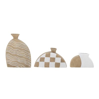 Vases - Nezha Deco Vase, Nature, Terracotta Set of 3 - BLOOMINGVILLE MULTIBRAND HOUSE