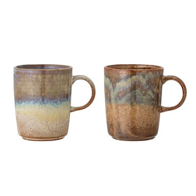 Tasses et mugs - Dahlia Mug, Marron, Grès Set of 2 - CREATIVE COLLECTION