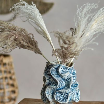 Vases - Guxi Vase, Blue, Stoneware  - CREATIVE COLLECTION