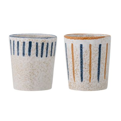 Mugs - Lobelia Cup, Blue, Stoneware Set of 2 - CREATIVE COLLECTION