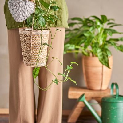 Pots de fleurs - Alaz Pot de fleur suspendu, Nature, Grès  - CREATIVE COLLECTION