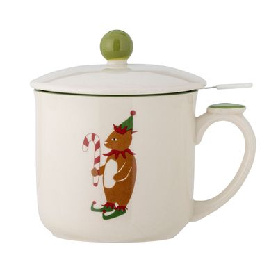 Tasses et mugs - Valentin Tasse avec couvercle et passoire à thé, Verte, Grès  - BLOOMINGVILLE MULTIBRAND HOUSE