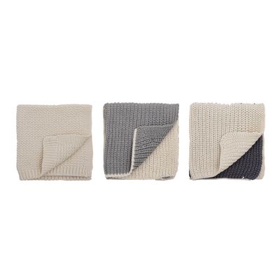 Brushes - Odette Dishcloth, Grey, Cotton Set of 3 - CREATIVE COLLECTION