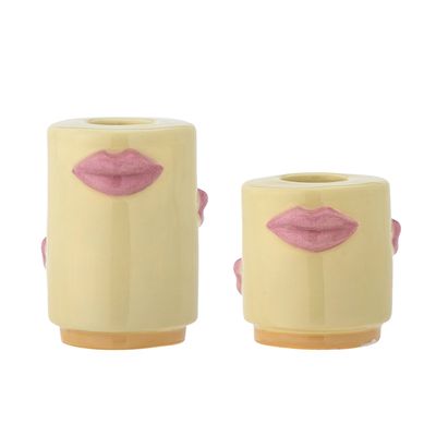 Bougeoirs et photophores - Sassy Bougeoir, Jaune, Grès Set of 2 - BLOOMINGVILLE MULTIBRAND HOUSE