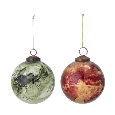 Christmas garlands and baubles - Loba Ornament, Red, Glass Set of 2 - BLOOMINGVILLE MULTIBRAND HOUSE