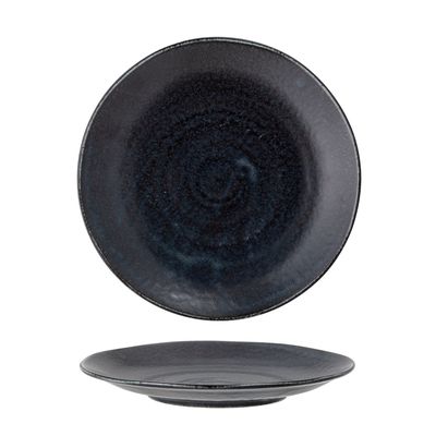 Everyday plates - Yoko Plate, Black, Porcelain Set of 4 - BLOOMINGVILLE