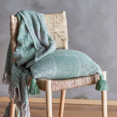 Cushions - Rodion Cushion, Green, Recycled Cotton  - BLOOMINGVILLE MULTIBRAND HOUSE