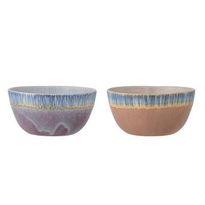 Bowls - Cloe Bowl, Blue, Stoneware Set of 2 - CREATIVE COLLECTION