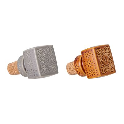 Wine accessories - Rani Wine Stopper, Grey, Stoneware Set of 2 - BLOOMINGVILLE