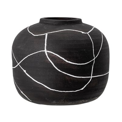 Vases - Niza Deco Vase, Black, Terracotta - BLOOMINGVILLE MULTIBRAND HOUSE