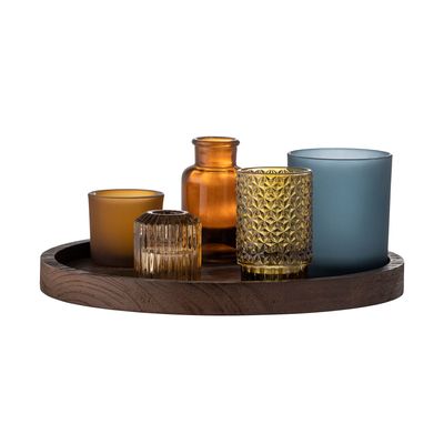 Bougeoirs et photophores - Sanga Plateau avec photophore, Marron, Verre Set of 6 - BLOOMINGVILLE MULTIBRAND HOUSE