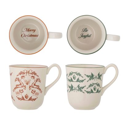 Mugs - Beth Mug, Red, Stoneware Set of 2 - BLOOMINGVILLE MULTIBRAND HOUSE