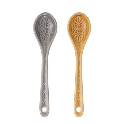 Kitchen utensils - Rani Spoon, Yellow, Stoneware Set of 2 - BLOOMINGVILLE MULTIBRAND HOUSE