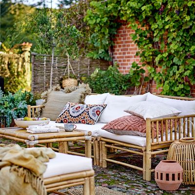 Outdoor table lamps - Lalla Lantern w/Glass, Nature, Bamboo  - BLOOMINGVILLE MULTIBRAND HOUSE