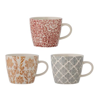 Mugs - Genia Mug, Brown, Stoneware Set of 3 - BLOOMINGVILLE MULTIBRAND HOUSE