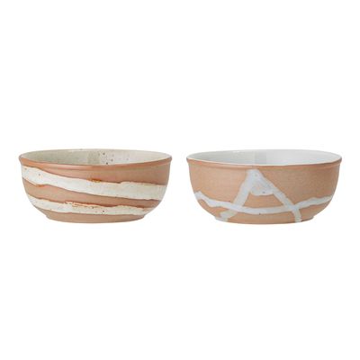 Bowls - Peony Bowl, Brown, Stoneware Set of 2 - CREATIVE COLLECTION