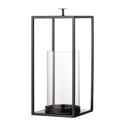 Outdoor table lamps - Udoon Lantern w/Glass, Black, Metal  - BLOOMINGVILLE