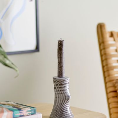 Bougeoirs et photophores  - Raheem Bougeoir, Gris, Grès  - BLOOMINGVILLE MULTIBRAND HOUSE