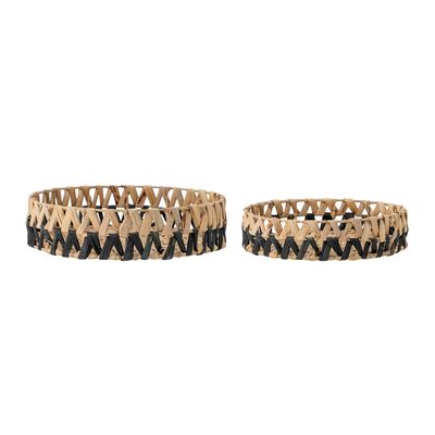 Couverts & ustensiles de cuisine - Tinne Plateau de service, Noir, Jacinthe d'eau Set of 2 - CREATIVE COLLECTION