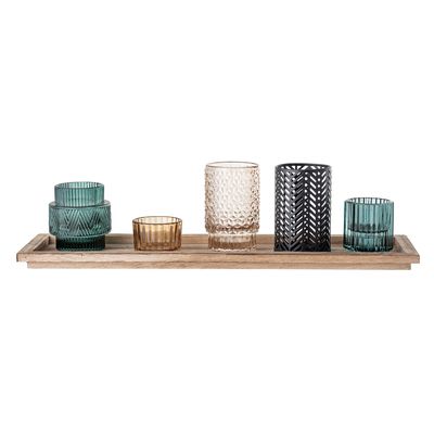 Bougeoirs et photophores - Sanga Plateau avec photophore, Blue, Verre Set of 6 - BLOOMINGVILLE MULTIBRAND HOUSE