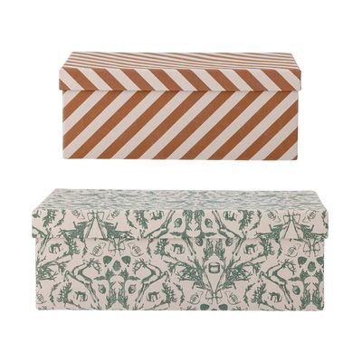Boîtes de rangement - Mariann Boîte avec couvercle, Verte, Papier Recyclé Set of 2 - BLOOMINGVILLE MULTIBRAND HOUSE