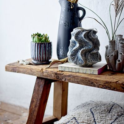 Flower pots - Drago Flowerpot w/Saucer, Blue, Stoneware  - CREATIVE COLLECTION