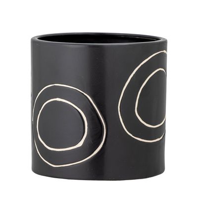 Flower pots - Troy Flowerpot, Black, Stoneware - BLOOMINGVILLE MULTIBRAND HOUSE