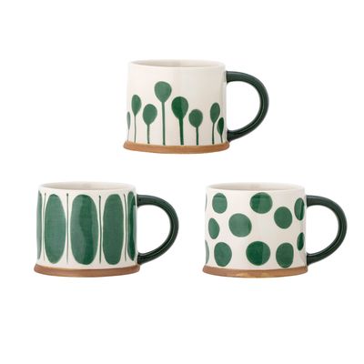 Tasses et mugs - Linora Mug, Verte, Grès Set of 3 - CREATIVE COLLECTION