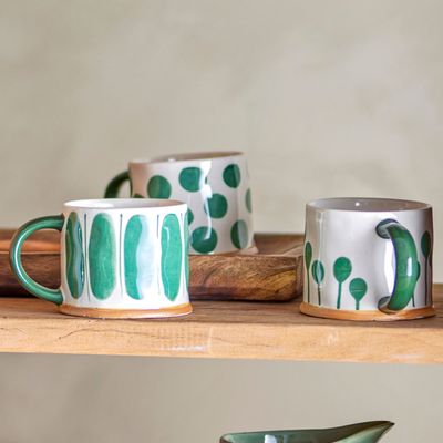 Tasses et mugs - Linora Mug, Verte, Grès Set of 3 - CREATIVE COLLECTION
