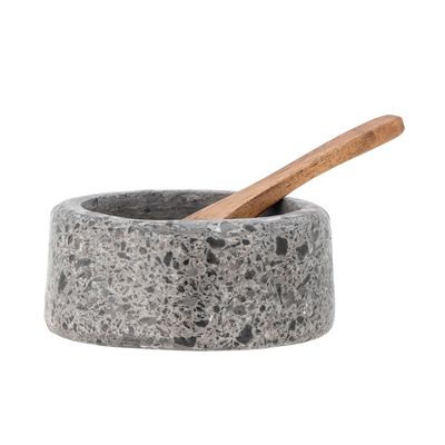 Couverts & ustensiles de cuisine - Ghizelle Pot à sel avec cuillère, Gris, Pierre  - CREATIVE COLLECTION