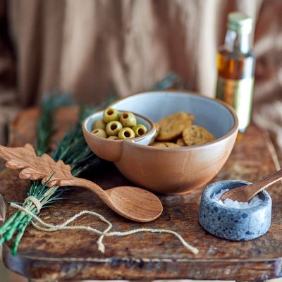 Kitchen utensils - Ghizelle Salt Jar w/Spoon, Grey, Stone  - CREATIVE COLLECTION