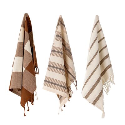 Brosserie - Papaya Serviette de cuisine, Marron, Coton Set of 3 - CREATIVE COLLECTION