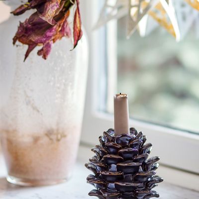 Bougeoirs et photophores  - Pine Bougeoir, Marron, Grès  - BLOOMINGVILLE MULTIBRAND HOUSE