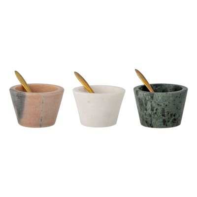 Kitchen utensils - Rosamynthe Salt Jar w/Spoon, Rose, Marble Set of 3 - CREATIVE COLLECTION