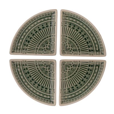 Bowls - Rani Bowl, Green, Stoneware Set of 4 - BLOOMINGVILLE