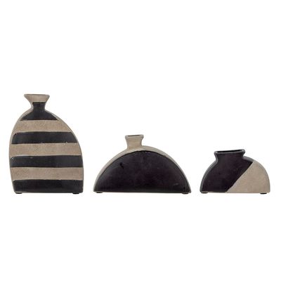 Vases - Nezha Vase déco, Noir, Terre cuite Set of 3 - BLOOMINGVILLE MULTIBRAND HOUSE