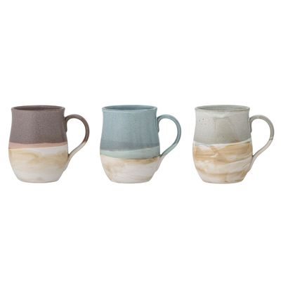 Tasses et mugs - Ash Mug, Blue, Grès Set of 3 - CREATIVE COLLECTION
