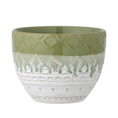 Flower pots - Basel Flowerpot, Green, Stoneware  - CREATIVE COLLECTION