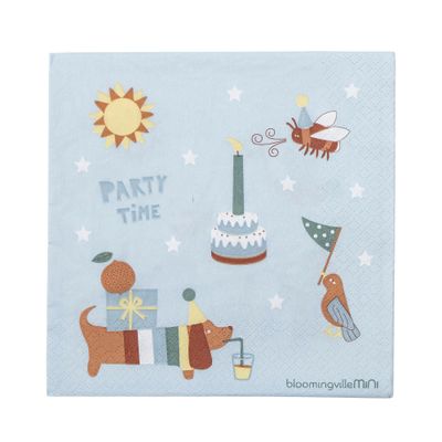 Serviettes - Charlie Serviette, Blue, FSC® Mix, Papier Pack of 20 - BLOOMINGVILLE MINI