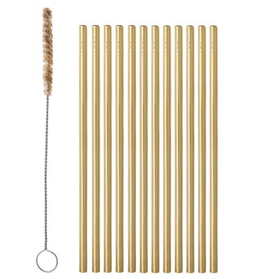 Wine accessories - Mendi Straw & Brush, Gold, Stainless Steel Pack of 12 - BLOOMINGVILLE
