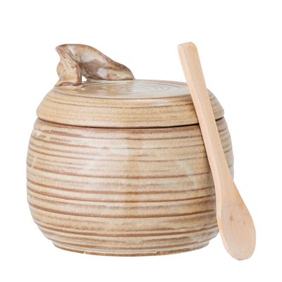 Food storage - Moss Jar w/Lid & Spoon, Nature, Stoneware Set - CREATIVE COLLECTION