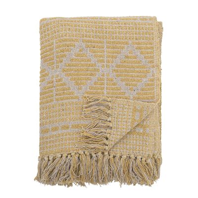 Plaids - Gutte Plaid, Jaune, Coton recyclé - BLOOMINGVILLE MULTIBRAND HOUSE
