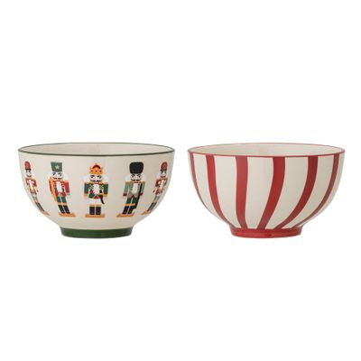 Bowls - Jolly Bowl, Red, Stoneware Set of 2 - BLOOMINGVILLE