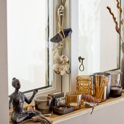 Bougeoirs et photophores  - Sanga Plateau avec photophore, Marron, Verre Set of 10 - BLOOMINGVILLE MULTIBRAND HOUSE