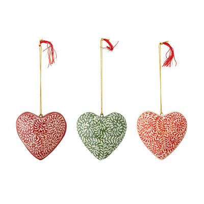 Guirlandes et boules de Noël - Cassidy Bibelot, Rouge, Papier mâché Set of 3 - BLOOMINGVILLE MULTIBRAND HOUSE