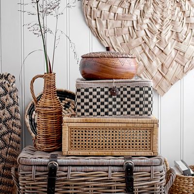 Boîtes de rangement  - Lally Boîte avec couvercle, Nature, Rotin Set of 2 - BLOOMINGVILLE MULTIBRAND HOUSE