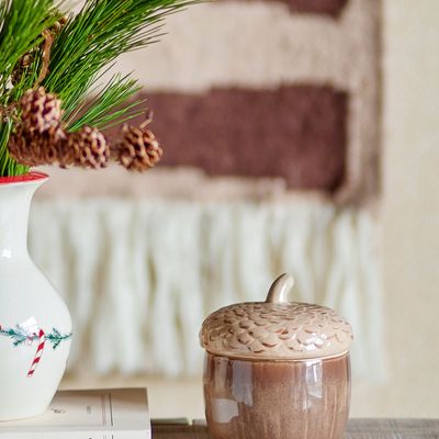 Boîtes de conservation - Acorn Cruche avec couvercle , Marron, Grès  - BLOOMINGVILLE MULTIBRAND HOUSE